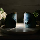 Blue Dyed Brazilian Agate Stone Bookends, 9.4 lbs & 5.5" tall #5151BL-039 - Brazil GemsBrazil GemsBlue Dyed Brazilian Agate Stone Bookends, 9.4 lbs & 5.5" tall #5151BL-039Bookends5151BL-039