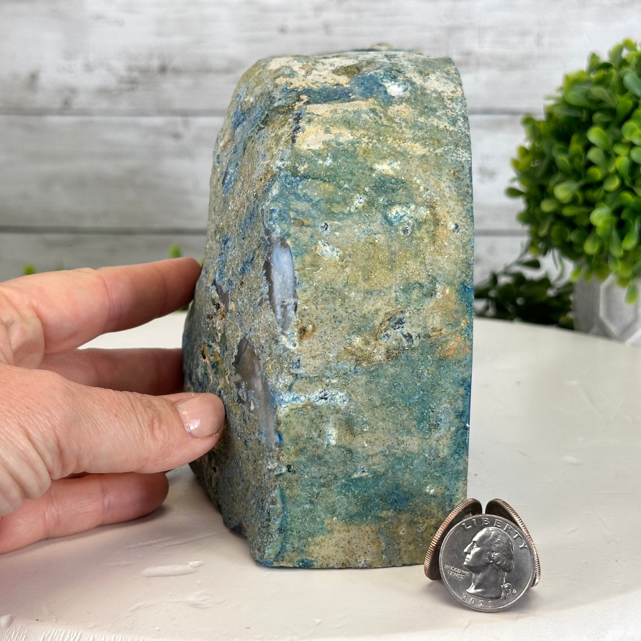 Blue Dyed Brazilian Agate Stone Bookends, 9.7 lbs & 5" tall #5151BL-041 - Brazil GemsBrazil GemsBlue Dyed Brazilian Agate Stone Bookends, 9.7 lbs & 5" tall #5151BL-041Bookends5151BL-041