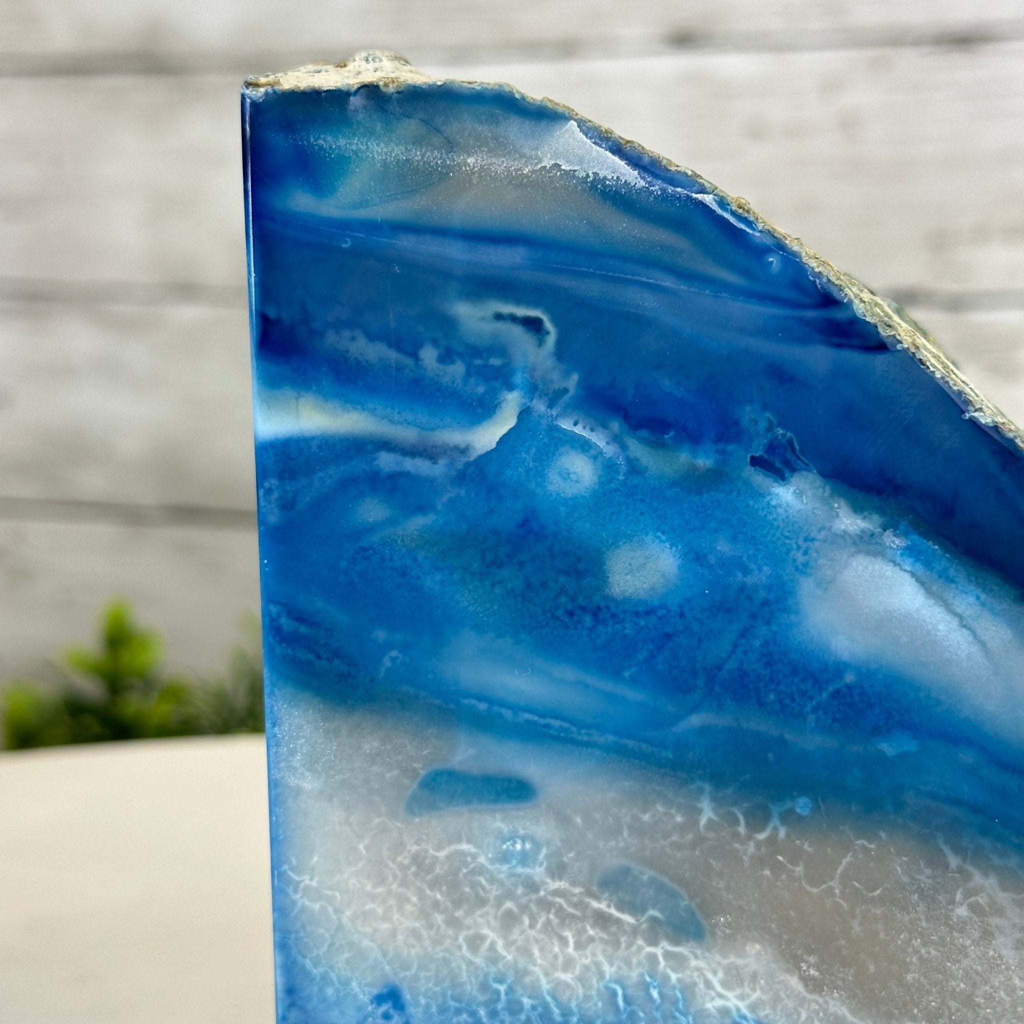 Blue Dyed Brazilian Agate Stone Bookends, 9.7 lbs & 5" tall #5151BL-041 - Brazil GemsBrazil GemsBlue Dyed Brazilian Agate Stone Bookends, 9.7 lbs & 5" tall #5151BL-041Bookends5151BL-041