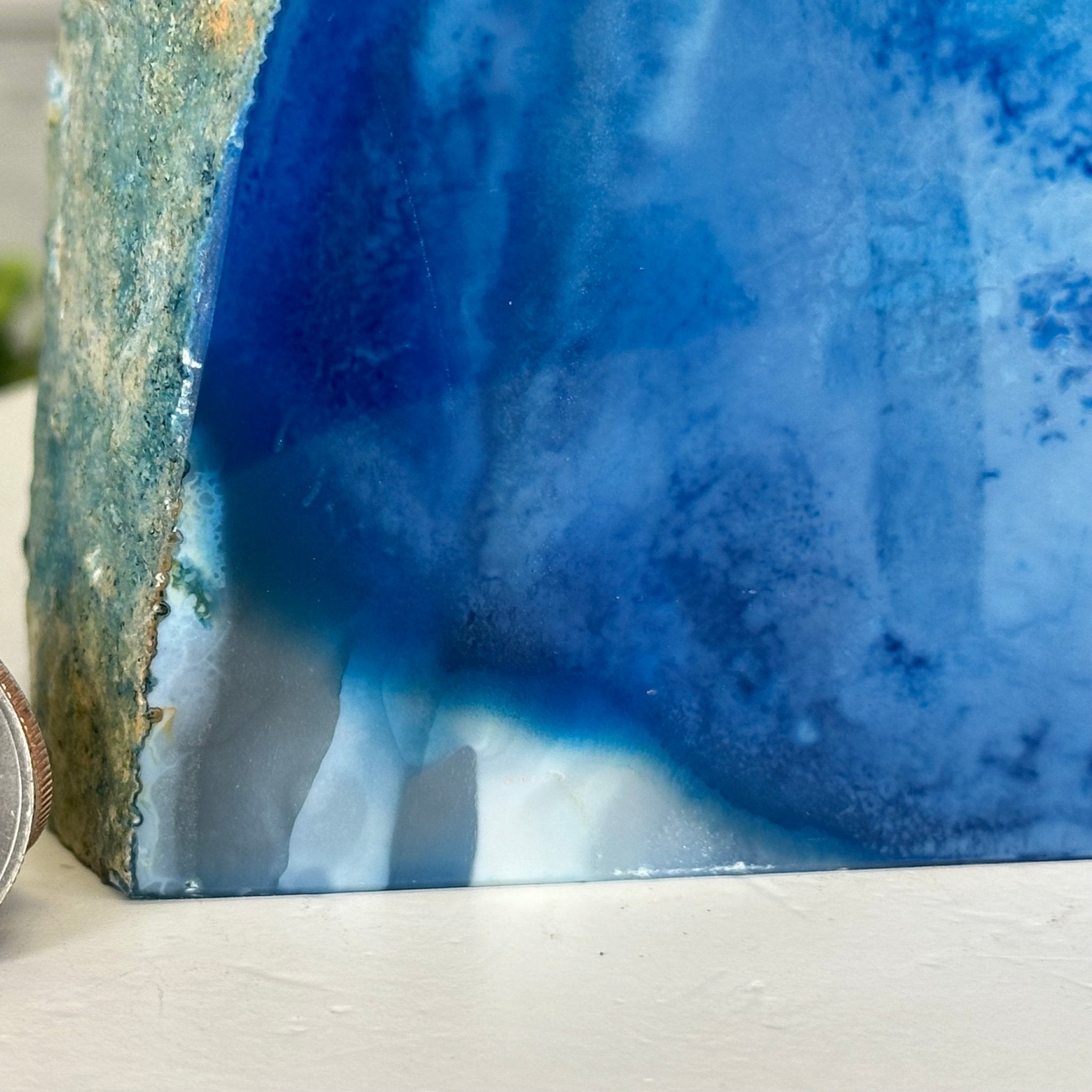 Blue Dyed Brazilian Agate Stone Bookends, 9.7 lbs & 5" tall #5151BL-041 - Brazil GemsBrazil GemsBlue Dyed Brazilian Agate Stone Bookends, 9.7 lbs & 5" tall #5151BL-041Bookends5151BL-041