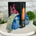 Blue Dyed Brazilian Agate Stone Bookends, 9.7 lbs & 5" tall #5151BL-041 - Brazil GemsBrazil GemsBlue Dyed Brazilian Agate Stone Bookends, 9.7 lbs & 5" tall #5151BL-041Bookends5151BL-041