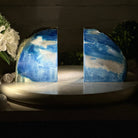 Blue Dyed Brazilian Agate Stone Bookends, 9.7 lbs & 5" tall #5151BL-041 - Brazil GemsBrazil GemsBlue Dyed Brazilian Agate Stone Bookends, 9.7 lbs & 5" tall #5151BL-041Bookends5151BL-041