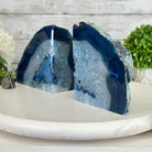 Blue Dyed Brazilian Agate Stone Bookends, 9.7 lbs & 5.5" tall #5151BL-035 - Brazil GemsBrazil GemsBlue Dyed Brazilian Agate Stone Bookends, 9.7 lbs & 5.5" tall #5151BL-035Bookends5151BL-035