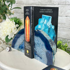 Blue Dyed Brazilian Agate Stone Bookends, 9.7 lbs & 5.5" tall #5151BL-035 - Brazil GemsBrazil GemsBlue Dyed Brazilian Agate Stone Bookends, 9.7 lbs & 5.5" tall #5151BL-035Bookends5151BL-035