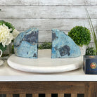 Blue Dyed Brazilian Agate Stone Bookends, 9.7 lbs & 5.5" tall #5151BL-035 - Brazil GemsBrazil GemsBlue Dyed Brazilian Agate Stone Bookends, 9.7 lbs & 5.5" tall #5151BL-035Bookends5151BL-035