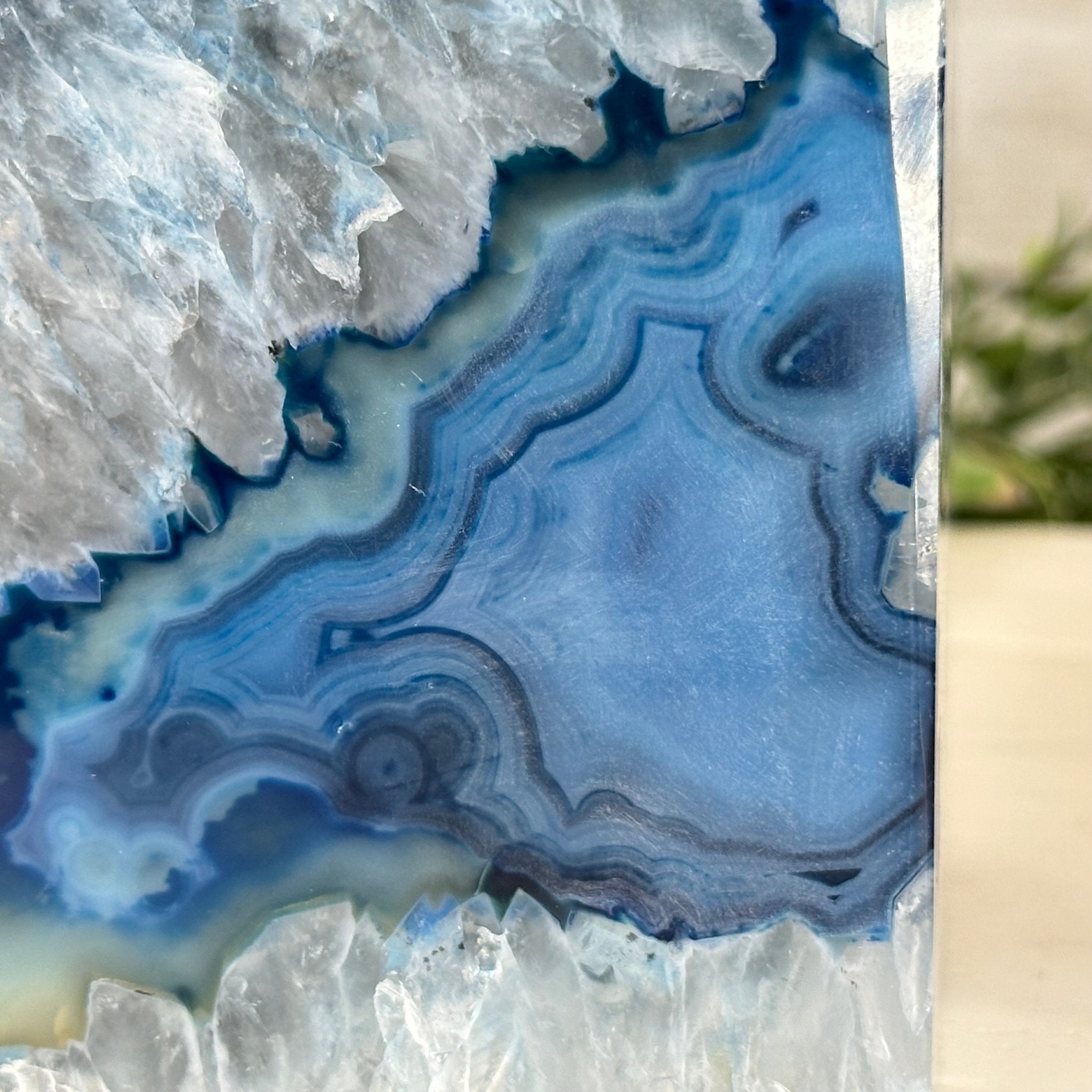 Blue Dyed Brazilian Agate Stone Bookends, 9.7 lbs & 5.5" tall #5151BL-035 - Brazil GemsBrazil GemsBlue Dyed Brazilian Agate Stone Bookends, 9.7 lbs & 5.5" tall #5151BL-035Bookends5151BL-035