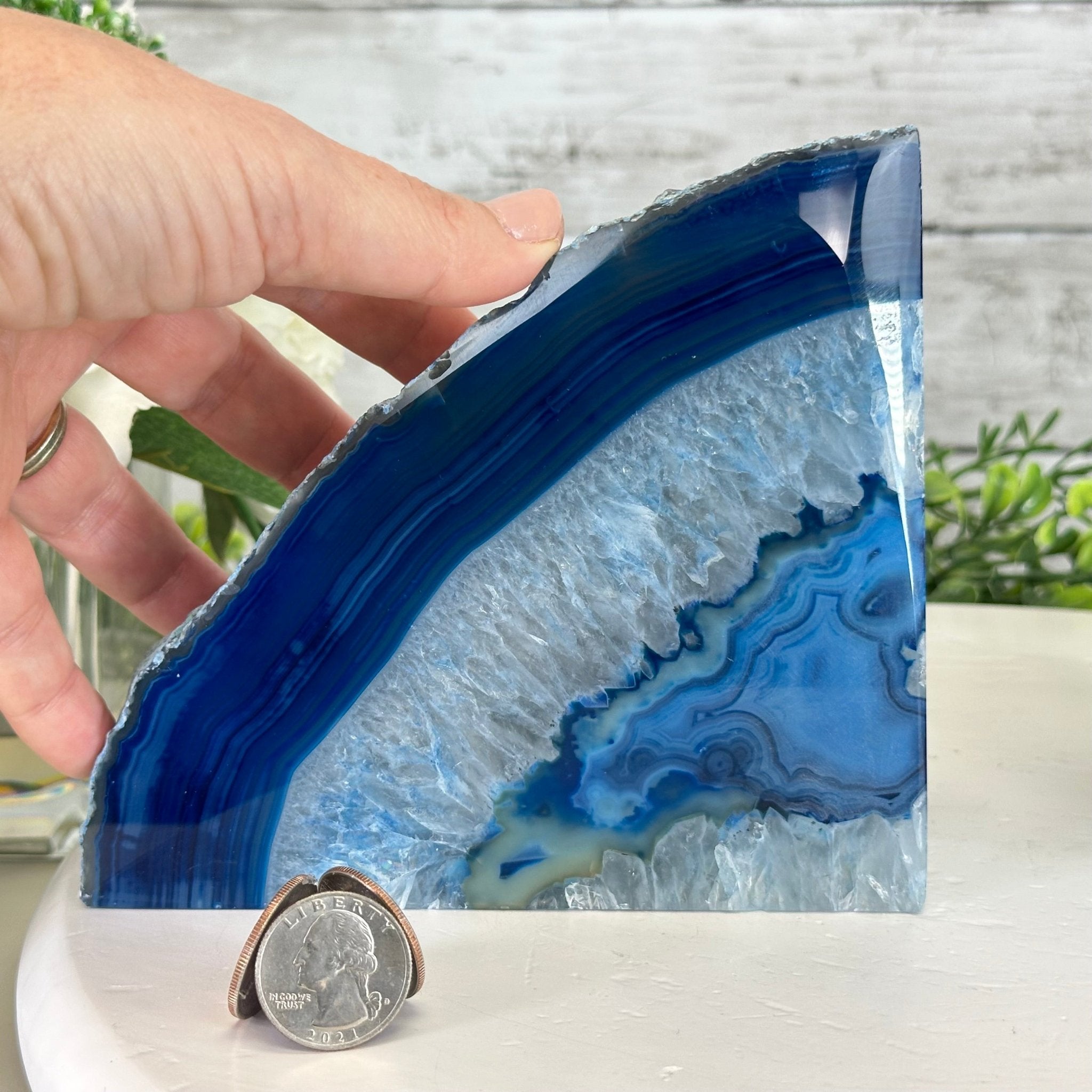 Blue Dyed Brazilian Agate Stone Bookends, 9.7 lbs & 5.5" tall #5151BL-035 - Brazil GemsBrazil GemsBlue Dyed Brazilian Agate Stone Bookends, 9.7 lbs & 5.5" tall #5151BL-035Bookends5151BL-035
