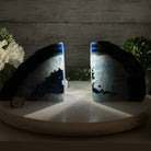 Blue Dyed Brazilian Agate Stone Bookends, 9.7 lbs & 5.5" tall #5151BL-035 - Brazil GemsBrazil GemsBlue Dyed Brazilian Agate Stone Bookends, 9.7 lbs & 5.5" tall #5151BL-035Bookends5151BL-035