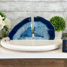 Blue Dyed Brazilian Agate Stone Bookends, 9.7 lbs & 5.5" tall #5151BL-035 - Brazil GemsBrazil GemsBlue Dyed Brazilian Agate Stone Bookends, 9.7 lbs & 5.5" tall #5151BL-035Bookends5151BL-035