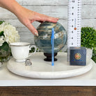 Blue Onyx Quartz Sphere on a Wood Stand, 9.9 lbs & 6.9" Tall #5635 - 0005 - Brazil GemsBrazil GemsBlue Onyx Quartz Sphere on a Wood Stand, 9.9 lbs & 6.9" Tall #5635 - 0005Spheres5635 - 0005