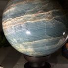 Blue Onyx Quartz Sphere on a Wood Stand, 9.9 lbs & 6.9" Tall #5635 - 0005 - Brazil GemsBrazil GemsBlue Onyx Quartz Sphere on a Wood Stand, 9.9 lbs & 6.9" Tall #5635 - 0005Spheres5635 - 0005
