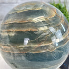 Blue Onyx Quartz Sphere on a Wood Stand, 9.9 lbs & 6.9" Tall #5635 - 0005 - Brazil GemsBrazil GemsBlue Onyx Quartz Sphere on a Wood Stand, 9.9 lbs & 6.9" Tall #5635 - 0005Spheres5635 - 0005
