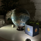 Blue Onyx Quartz Sphere on a Wood Stand, 9.9 lbs & 6.9" Tall #5635 - 0005 - Brazil GemsBrazil GemsBlue Onyx Quartz Sphere on a Wood Stand, 9.9 lbs & 6.9" Tall #5635 - 0005Spheres5635 - 0005