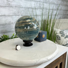 Blue Onyx Quartz Sphere on a Wood Stand, 9.9 lbs & 6.9" Tall #5635 - 0005 - Brazil GemsBrazil GemsBlue Onyx Quartz Sphere on a Wood Stand, 9.9 lbs & 6.9" Tall #5635 - 0005Spheres5635 - 0005