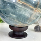 Blue Onyx Quartz Sphere on a Wood Stand, 9.9 lbs & 6.9" Tall #5635 - 0005 - Brazil GemsBrazil GemsBlue Onyx Quartz Sphere on a Wood Stand, 9.9 lbs & 6.9" Tall #5635 - 0005Spheres5635 - 0005