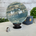 Blue Onyx Quartz Sphere on a Wood Stand, 9.9 lbs & 6.9" Tall #5635 - 0005 - Brazil GemsBrazil GemsBlue Onyx Quartz Sphere on a Wood Stand, 9.9 lbs & 6.9" Tall #5635 - 0005Spheres5635 - 0005