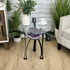 Brazilian Amethyst Geode Side Table, 31.1 lbs, 21.75" Tall #1384-0033 - Brazil GemsBrazil GemsBrazilian Amethyst Geode Side Table, 31.1 lbs, 21.75" Tall #1384-0033Tables: Side1384-0033