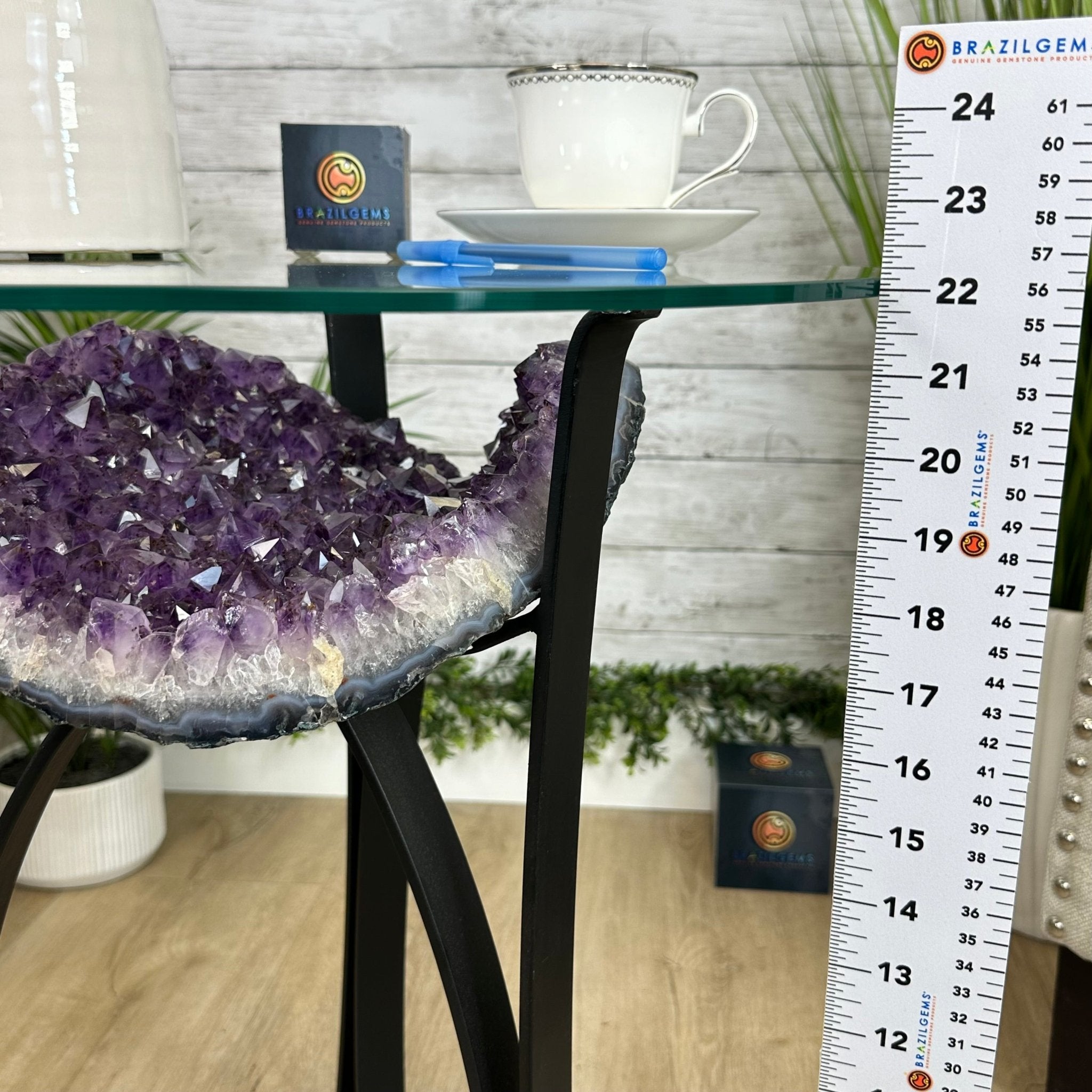 Brazilian Amethyst Geode Side Table, 31.1 lbs, 21.75" Tall #1384-0033 - Brazil GemsBrazil GemsBrazilian Amethyst Geode Side Table, 31.1 lbs, 21.75" Tall #1384-0033Tables: Side1384-0033