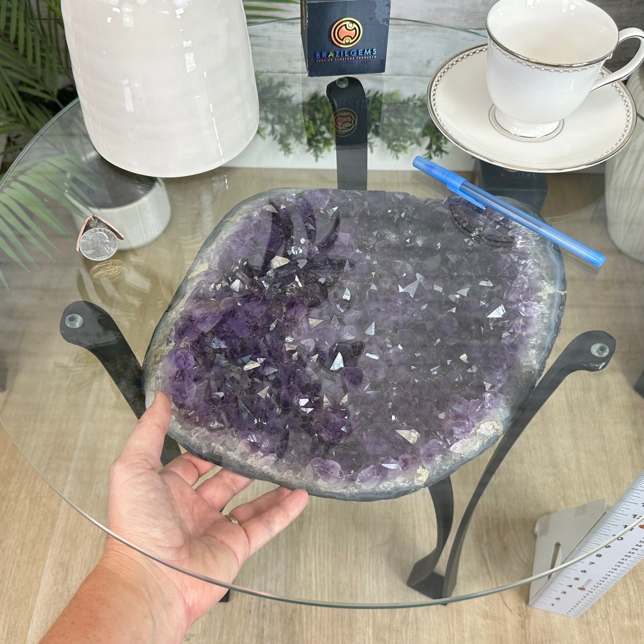 Brazilian Amethyst Geode Side Table, 31.1 lbs, 21.75" Tall #1384-0033 - Brazil GemsBrazil GemsBrazilian Amethyst Geode Side Table, 31.1 lbs, 21.75" Tall #1384-0033Tables: Side1384-0033