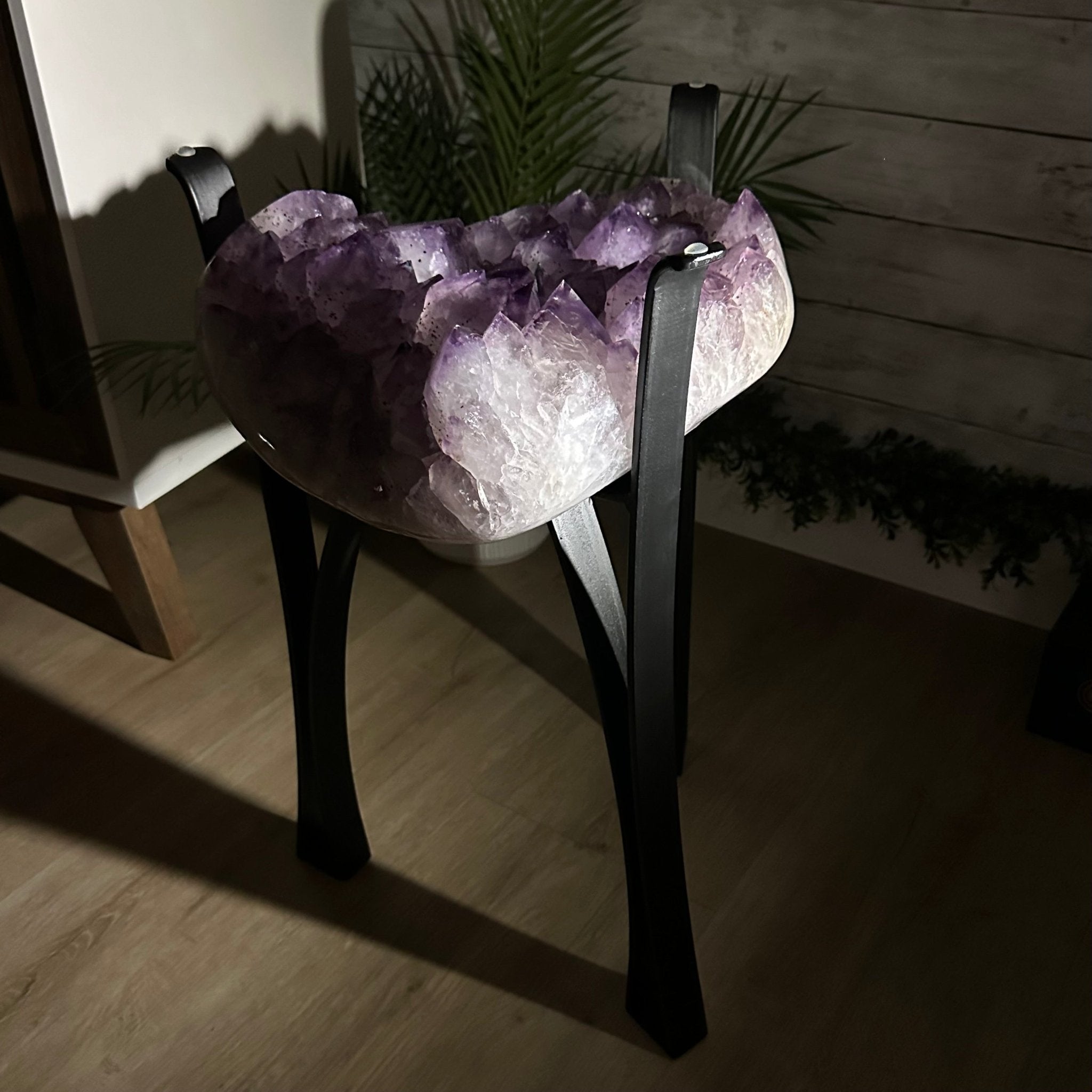 Brazilian Amethyst Geode Side Table, 39.6 lbs, 21.7" Tall #1384-0036 - Brazil GemsBrazil GemsBrazilian Amethyst Geode Side Table, 39.6 lbs, 21.7" Tall #1384-0036Tables: Side1384-0036