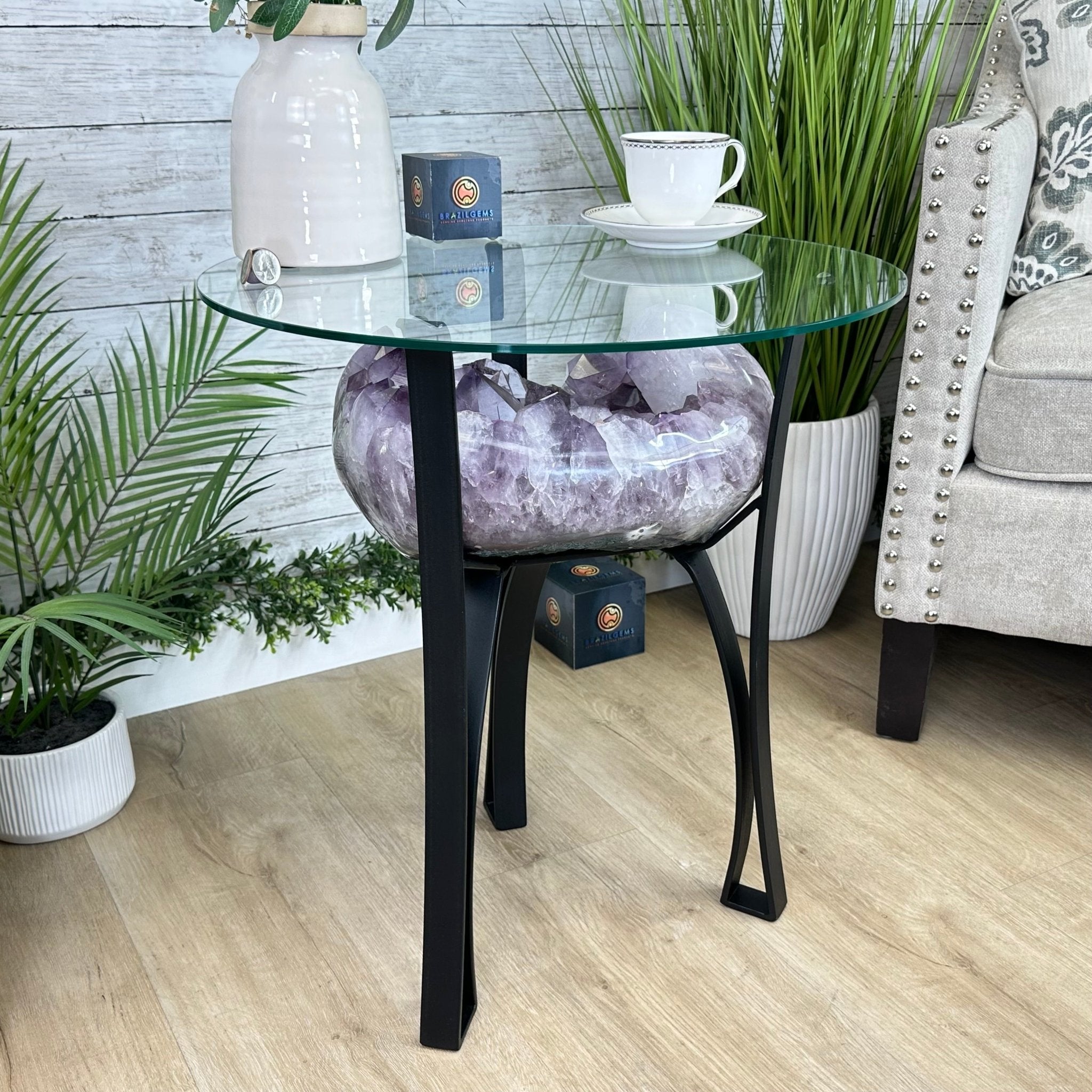 Brazilian Amethyst Geode Side Table, 57 lbs, 21.7" Tall #1384-0038 - Brazil GemsBrazil GemsBrazilian Amethyst Geode Side Table, 57 lbs, 21.7" Tall #1384-0038Tables: Side1384-0038
