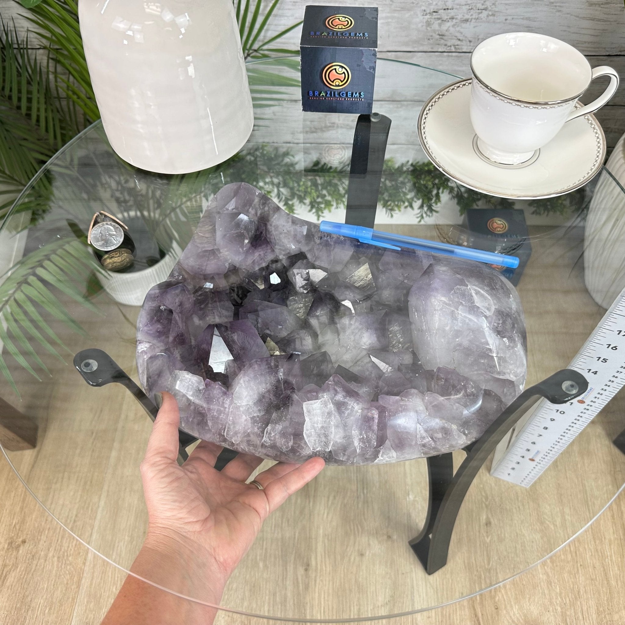 Brazilian Amethyst Geode Side Table, 57 lbs, 21.7" Tall #1384-0038 - Brazil GemsBrazil GemsBrazilian Amethyst Geode Side Table, 57 lbs, 21.7" Tall #1384-0038Tables: Side1384-0038