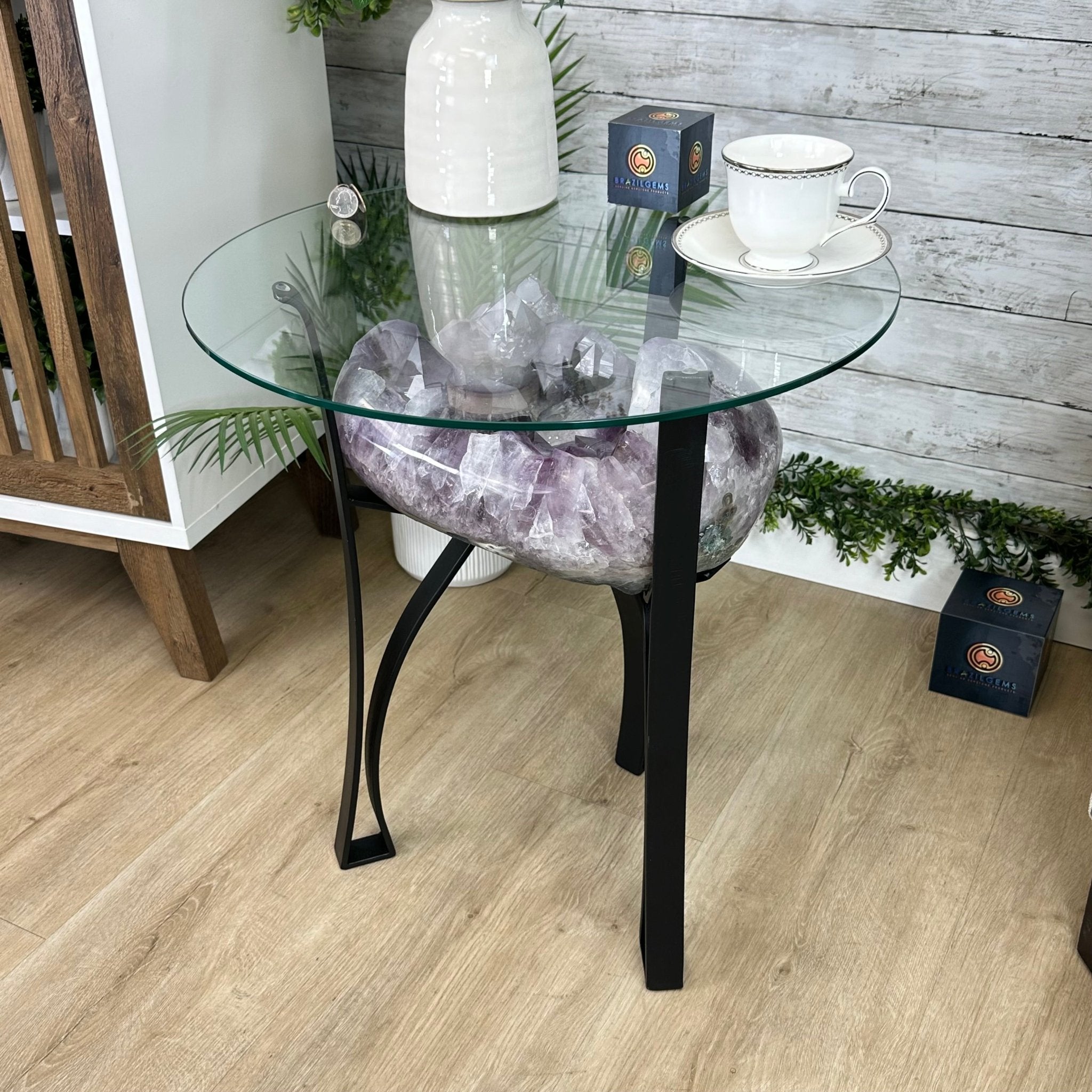 Brazilian Amethyst Geode Side Table, 57 lbs, 21.7" Tall #1384-0038 - Brazil GemsBrazil GemsBrazilian Amethyst Geode Side Table, 57 lbs, 21.7" Tall #1384-0038Tables: Side1384-0038