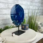 Brazilian Blue Agate Slice on a Metal Stand, 11.5" Tall #5055-0134 - Brazil GemsBrazil GemsBrazilian Blue Agate Slice on a Metal Stand, 11.5" Tall #5055-0134Slices on Fixed Bases5055-0134