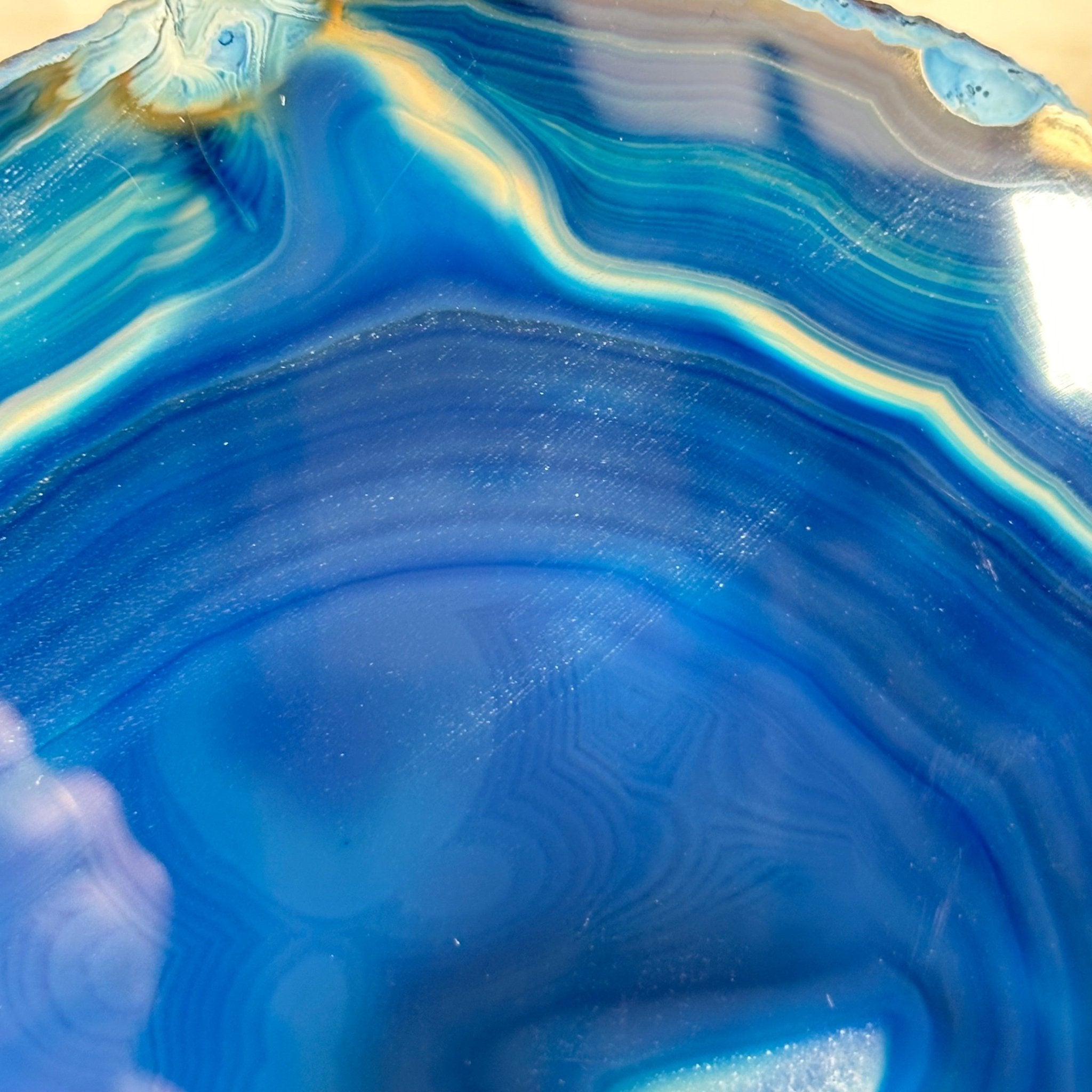 Brazilian Blue Agate Slice on a Metal Stand, 11.5" Tall #5055-0134 - Brazil GemsBrazil GemsBrazilian Blue Agate Slice on a Metal Stand, 11.5" Tall #5055-0134Slices on Fixed Bases5055-0134