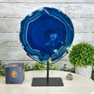 Brazilian Blue Agate Slice on a Metal Stand, 11.5" Tall #5055-0134 - Brazil GemsBrazil GemsBrazilian Blue Agate Slice on a Metal Stand, 11.5" Tall #5055-0134Slices on Fixed Bases5055-0134