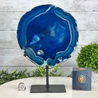 Brazilian Blue Agate Slice on a Metal Stand, 11.5" Tall #5055-0134 - Brazil GemsBrazil GemsBrazilian Blue Agate Slice on a Metal Stand, 11.5" Tall #5055-0134Slices on Fixed Bases5055-0134