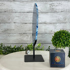 Brazilian Blue Agate Slice on a Metal Stand, 11.5" Tall #5055-0134 - Brazil GemsBrazil GemsBrazilian Blue Agate Slice on a Metal Stand, 11.5" Tall #5055-0134Slices on Fixed Bases5055-0134