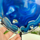 Brazilian Blue Agate Slice on a Metal Stand, 11.5" Tall #5055-0134 - Brazil GemsBrazil GemsBrazilian Blue Agate Slice on a Metal Stand, 11.5" Tall #5055-0134Slices on Fixed Bases5055-0134
