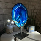 Brazilian Blue Agate Slice on a Metal Stand, 11.5" Tall #5055-0134 - Brazil GemsBrazil GemsBrazilian Blue Agate Slice on a Metal Stand, 11.5" Tall #5055-0134Slices on Fixed Bases5055-0134