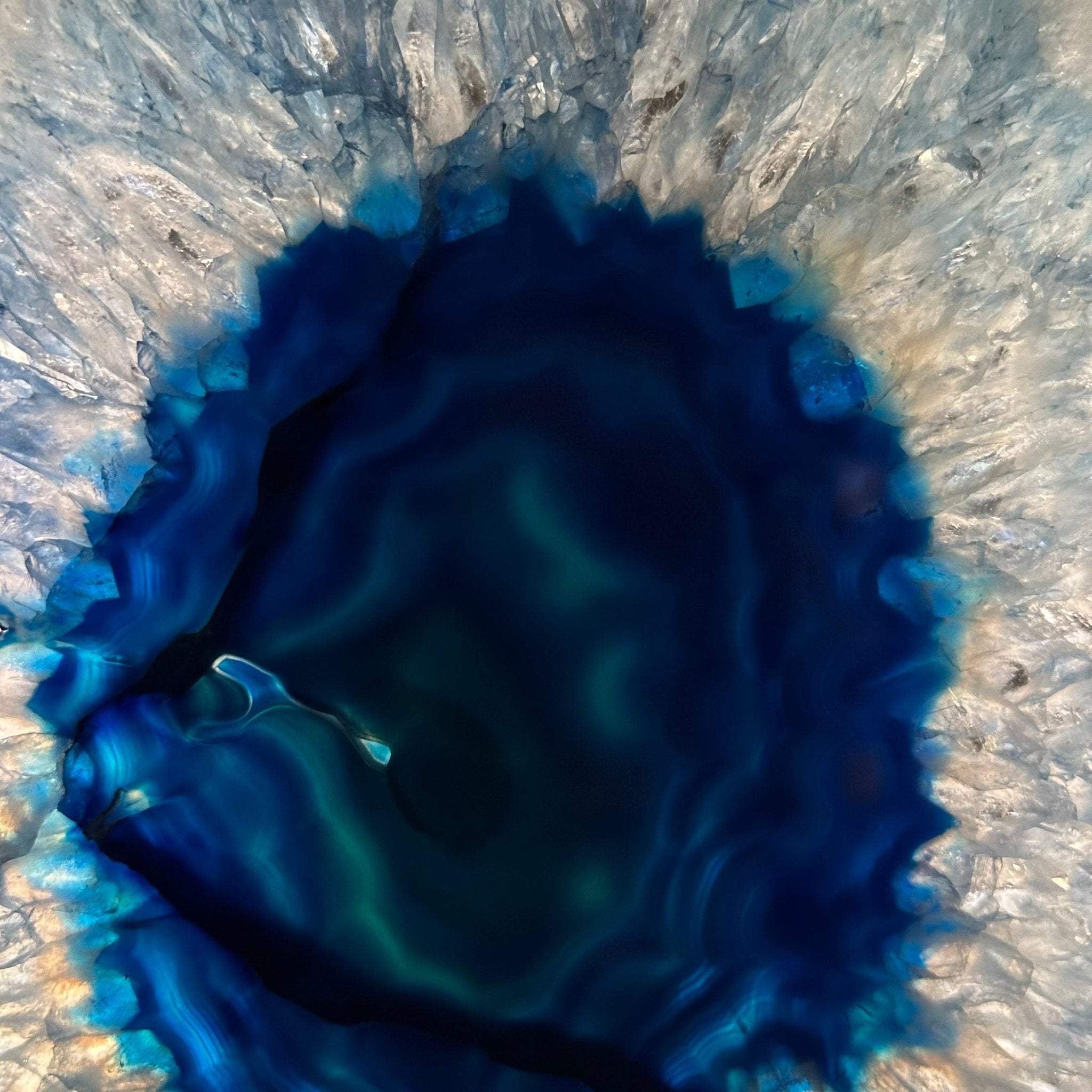 Brazilian Blue Agate Slice on a Metal Stand, 12.3" Tall #5055 - 0146 - Brazil GemsBrazil GemsBrazilian Blue Agate Slice on a Metal Stand, 12.3" Tall #5055 - 0146Slices on Fixed Bases5055 - 0146