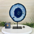 Brazilian Blue Agate Slice on a Metal Stand, 12.3" Tall #5055 - 0146 - Brazil GemsBrazil GemsBrazilian Blue Agate Slice on a Metal Stand, 12.3" Tall #5055 - 0146Slices on Fixed Bases5055 - 0146