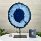 Brazilian Blue Agate Slice on a Metal Stand, 12.3" Tall #5055 - 0146 - Brazil GemsBrazil GemsBrazilian Blue Agate Slice on a Metal Stand, 12.3" Tall #5055 - 0146Slices on Fixed Bases5055 - 0146