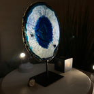 Brazilian Blue Agate Slice on a Metal Stand, 12.3" Tall #5055 - 0146 - Brazil GemsBrazil GemsBrazilian Blue Agate Slice on a Metal Stand, 12.3" Tall #5055 - 0146Slices on Fixed Bases5055 - 0146