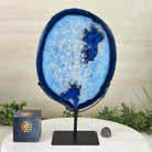 Brazilian Blue Agate Slice on a Metal Stand, 13.2" Tall #5055 - 0151 - Brazil GemsBrazil GemsBrazilian Blue Agate Slice on a Metal Stand, 13.2" Tall #5055 - 0151Slices on Fixed Bases5055 - 0151
