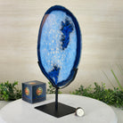 Brazilian Blue Agate Slice on a Metal Stand, 13.2" Tall #5055 - 0151 - Brazil GemsBrazil GemsBrazilian Blue Agate Slice on a Metal Stand, 13.2" Tall #5055 - 0151Slices on Fixed Bases5055 - 0151