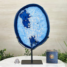 Brazilian Blue Agate Slice on a Metal Stand, 13.2" Tall #5055 - 0151 - Brazil GemsBrazil GemsBrazilian Blue Agate Slice on a Metal Stand, 13.2" Tall #5055 - 0151Slices on Fixed Bases5055 - 0151