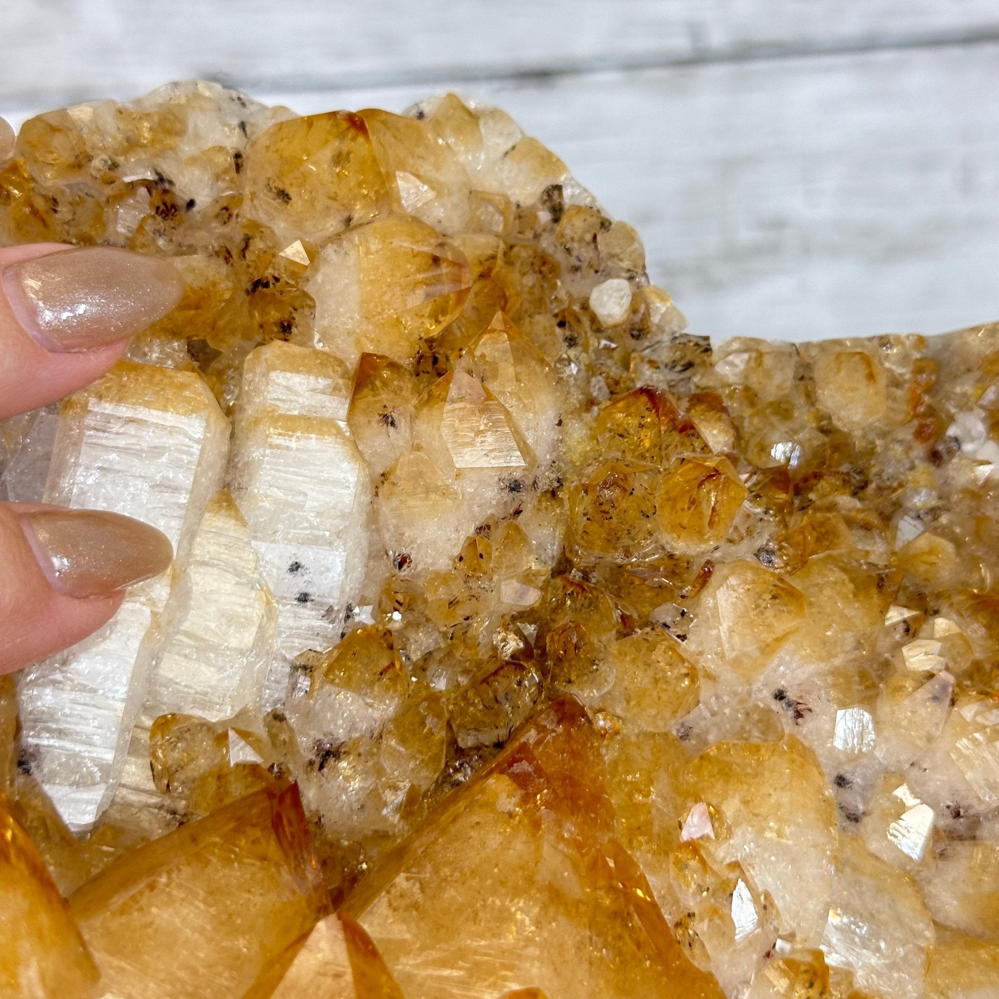 Brazilian Citrine Cluster on a Metal Stand, 37.5 lbs & 20.8" Tall #5496 - 0061 - Brazil GemsBrazil GemsBrazilian Citrine Cluster on a Metal Stand, 37.5 lbs & 20.8" Tall #5496 - 0061Clusters on Fixed Bases5496 - 0061