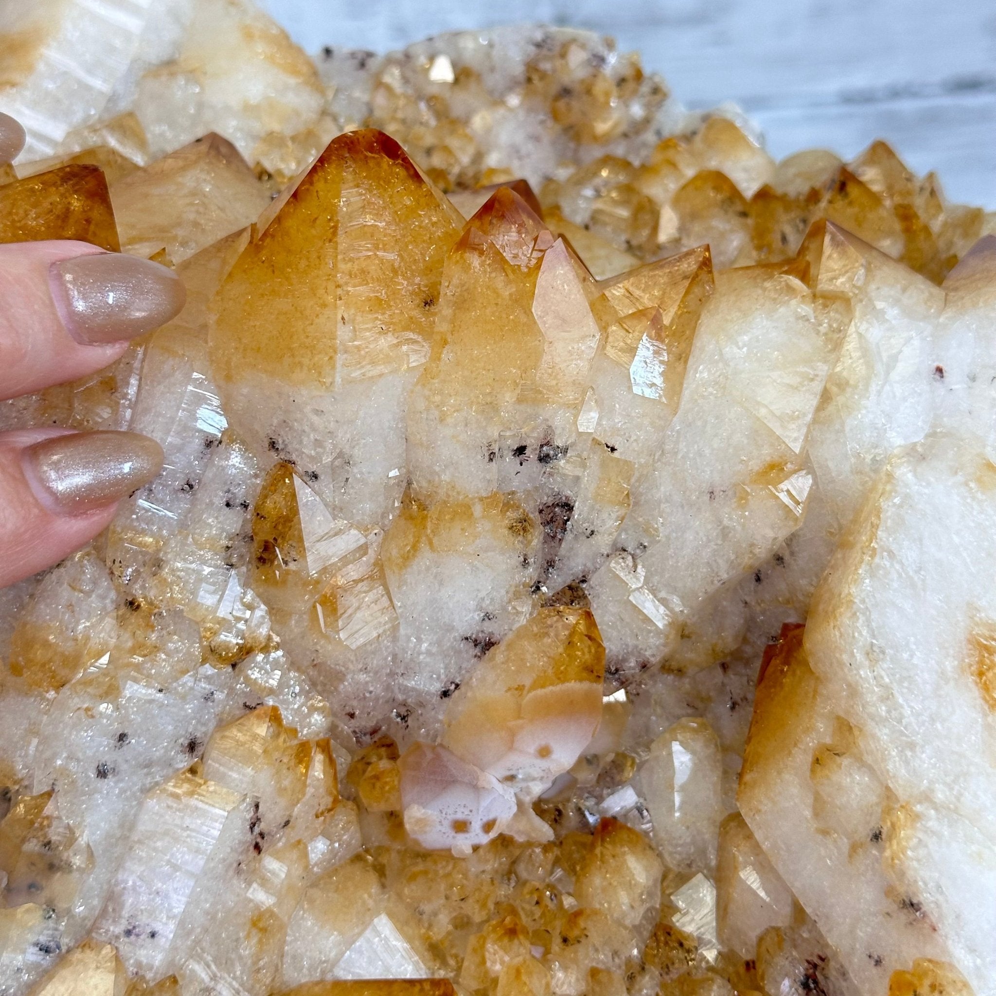 Brazilian Citrine Cluster on a Metal Stand, 37.5 lbs & 20.8" Tall #5496 - 0061 - Brazil GemsBrazil GemsBrazilian Citrine Cluster on a Metal Stand, 37.5 lbs & 20.8" Tall #5496 - 0061Clusters on Fixed Bases5496 - 0061