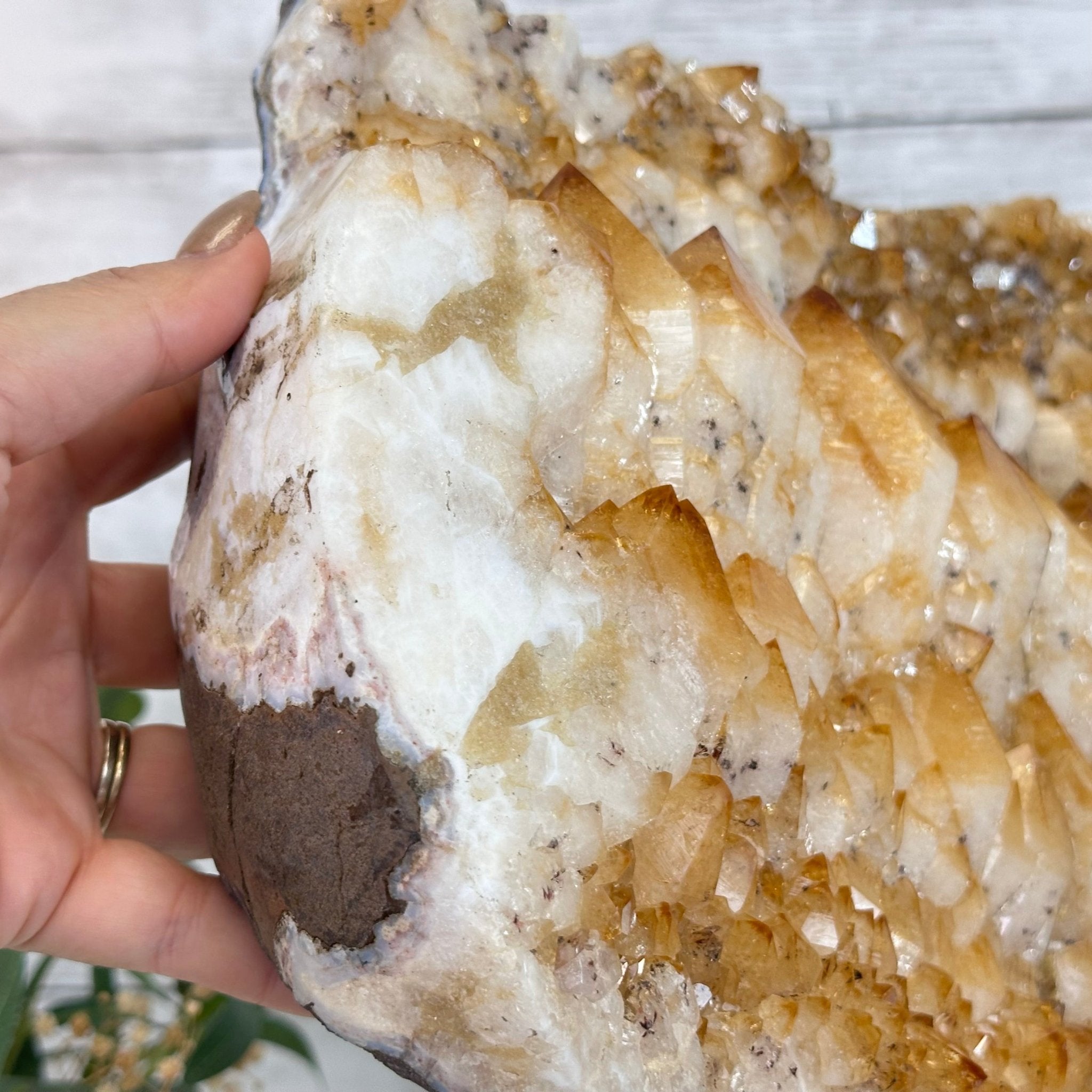 Brazilian Citrine Cluster on a Metal Stand, 37.5 lbs & 20.8" Tall #5496 - 0061 - Brazil GemsBrazil GemsBrazilian Citrine Cluster on a Metal Stand, 37.5 lbs & 20.8" Tall #5496 - 0061Clusters on Fixed Bases5496 - 0061