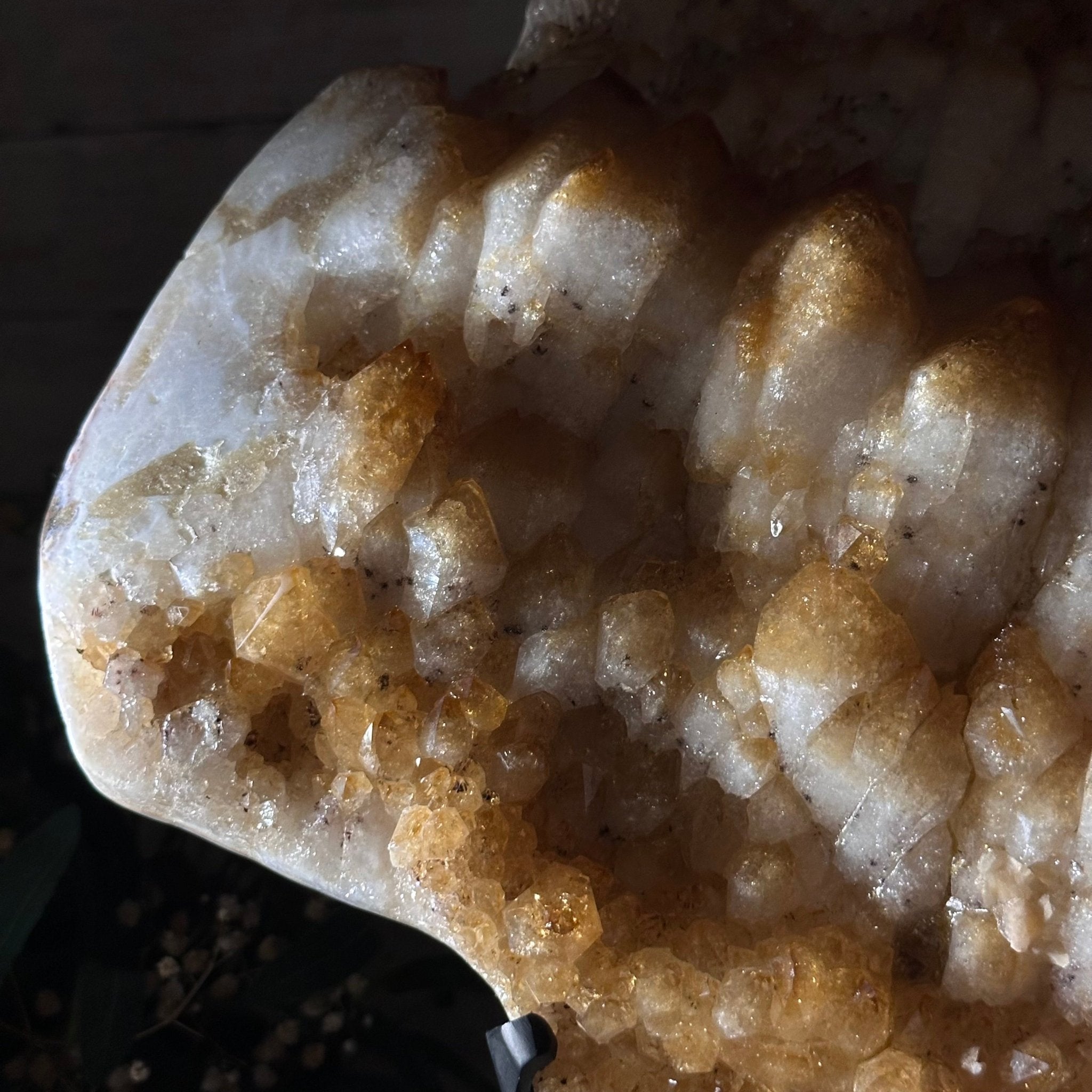 Brazilian Citrine Cluster on a Metal Stand, 37.5 lbs & 20.8" Tall #5496 - 0061 - Brazil GemsBrazil GemsBrazilian Citrine Cluster on a Metal Stand, 37.5 lbs & 20.8" Tall #5496 - 0061Clusters on Fixed Bases5496 - 0061