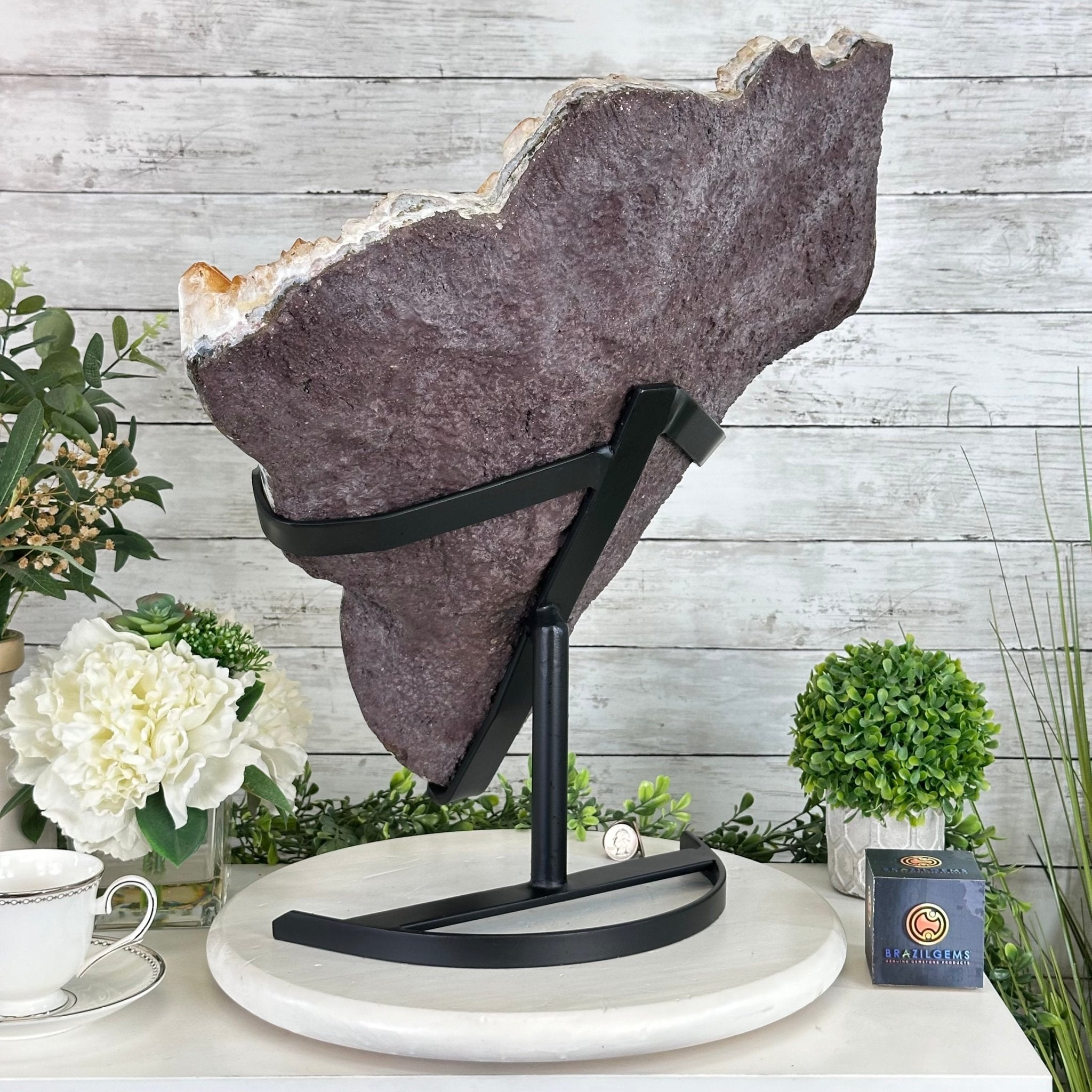 Brazilian Citrine Cluster on a Metal Stand, 37.5 lbs & 20.8" Tall #5496 - 0061 - Brazil GemsBrazil GemsBrazilian Citrine Cluster on a Metal Stand, 37.5 lbs & 20.8" Tall #5496 - 0061Clusters on Fixed Bases5496 - 0061