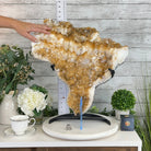 Brazilian Citrine Cluster on a Metal Stand, 37.5 lbs & 20.8" Tall #5496 - 0061 - Brazil GemsBrazil GemsBrazilian Citrine Cluster on a Metal Stand, 37.5 lbs & 20.8" Tall #5496 - 0061Clusters on Fixed Bases5496 - 0061