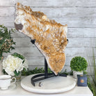 Brazilian Citrine Cluster on a Metal Stand, 37.5 lbs & 20.8" Tall #5496 - 0061 - Brazil GemsBrazil GemsBrazilian Citrine Cluster on a Metal Stand, 37.5 lbs & 20.8" Tall #5496 - 0061Clusters on Fixed Bases5496 - 0061