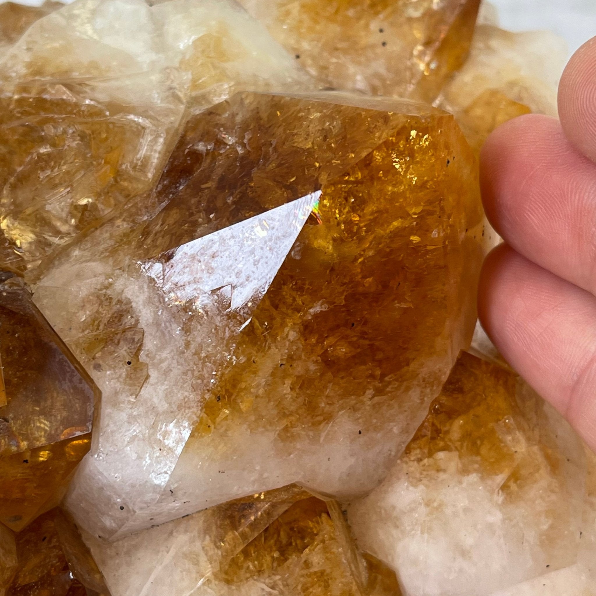Brazilian Citrine Crystal Cluster, metal base, 14.1 lbs & 12.5" Tall Model #5496-0038 by Brazil Gems - Brazil GemsBrazil GemsBrazilian Citrine Crystal Cluster, metal base, 14.1 lbs & 12.5" Tall Model #5496-0038 by Brazil GemsClusters on Fixed Bases5496-0038
