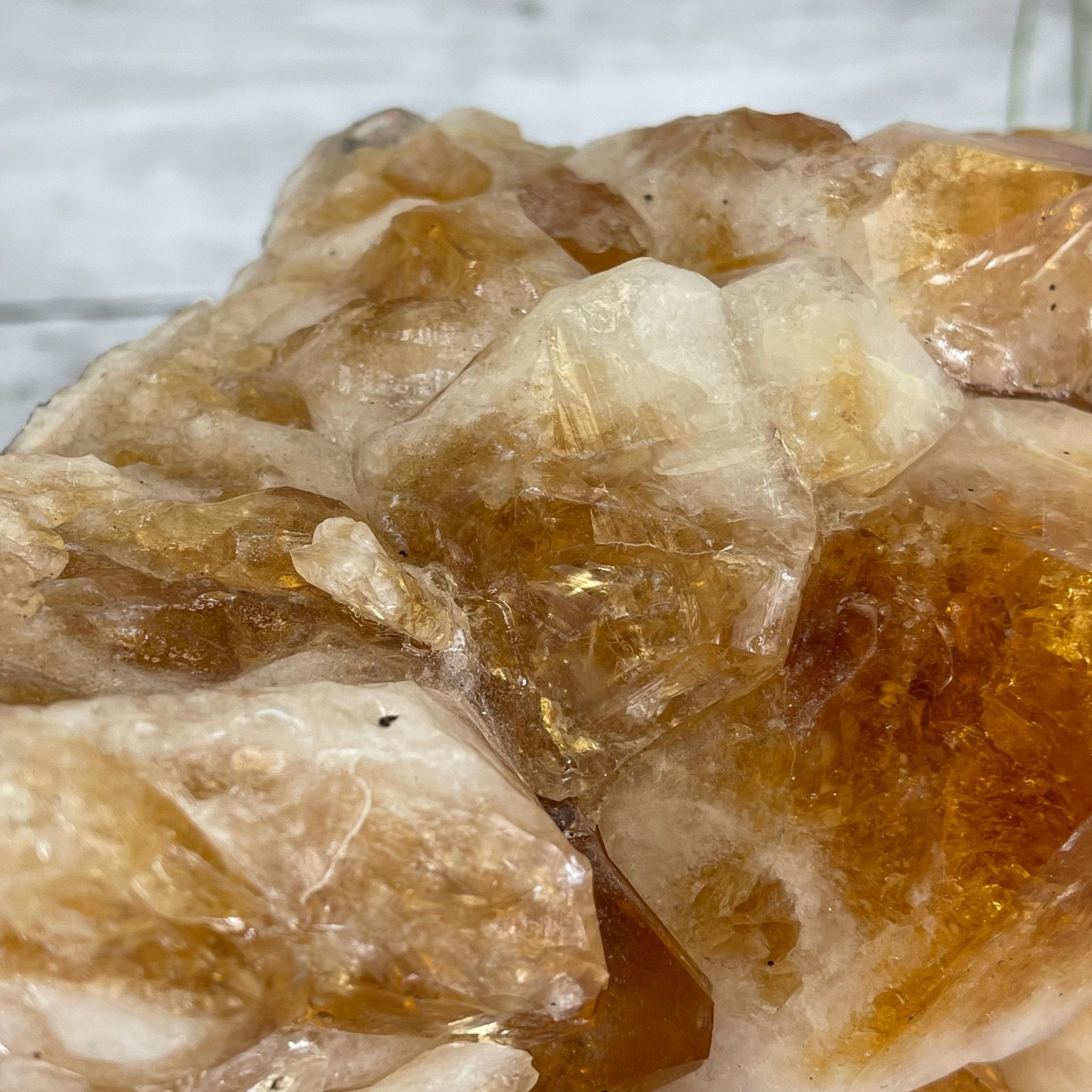 Brazilian Citrine Crystal Cluster, metal base, 14.1 lbs & 12.5" Tall Model #5496-0038 by Brazil Gems - Brazil GemsBrazil GemsBrazilian Citrine Crystal Cluster, metal base, 14.1 lbs & 12.5" Tall Model #5496-0038 by Brazil GemsClusters on Fixed Bases5496-0038
